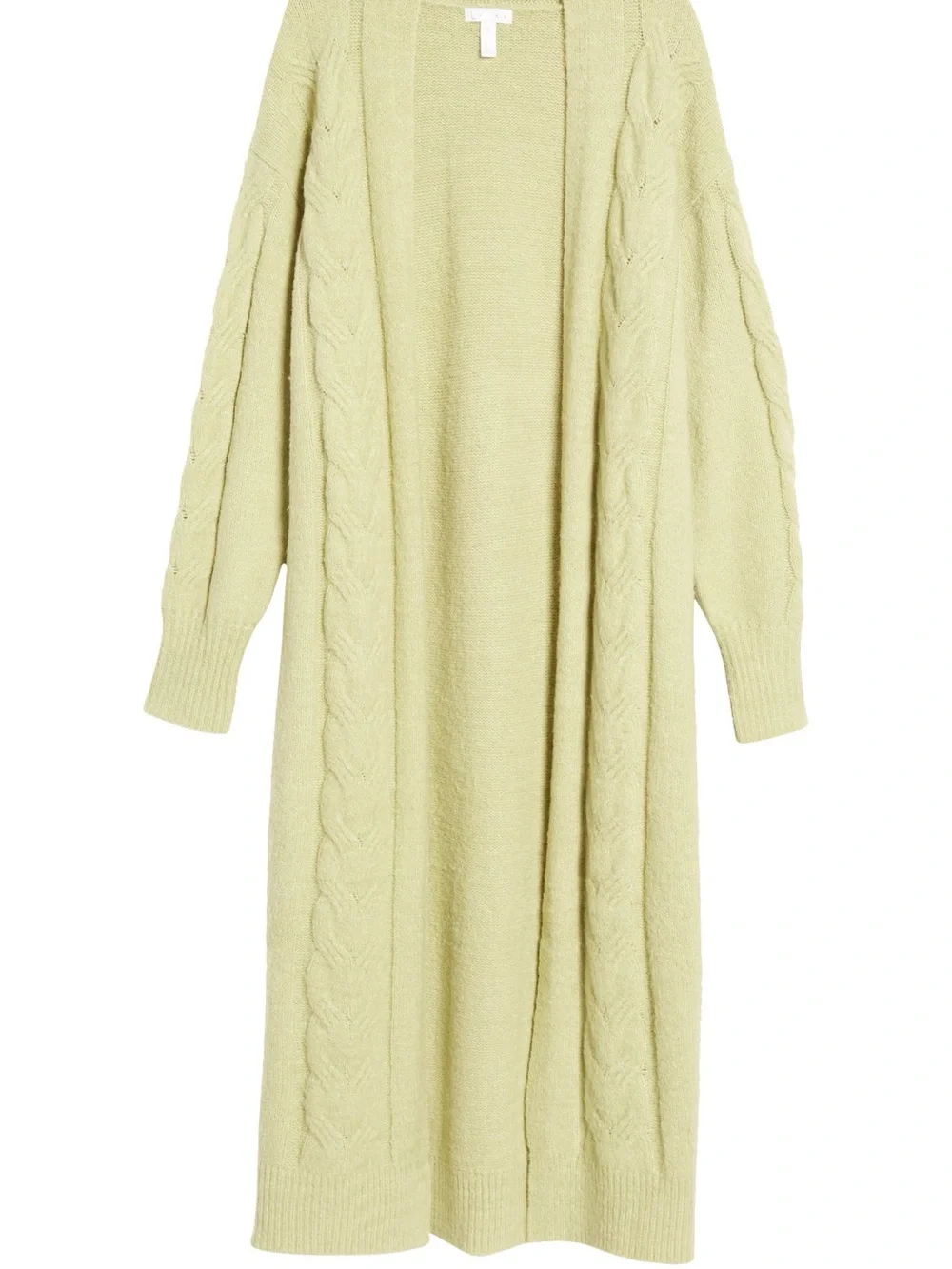 Leith Sage Green Cable Knit Longline Duster Cardigan Sweater Size M